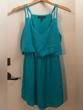 Derek Heart Teal Strapless-Look Maxi Dress with Double Spaghetti Straps
